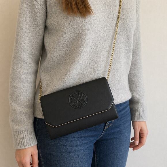 CXL by Christian Lacroix Handbags - NWT CXL Christian Lacroix Madison Smooth Black Clutch Crossbody Bag Chain Strap